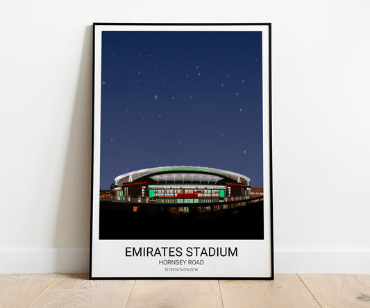 Arsenal Football Stadium Print. Emirates Football Stadium Print Poster Artwork. 