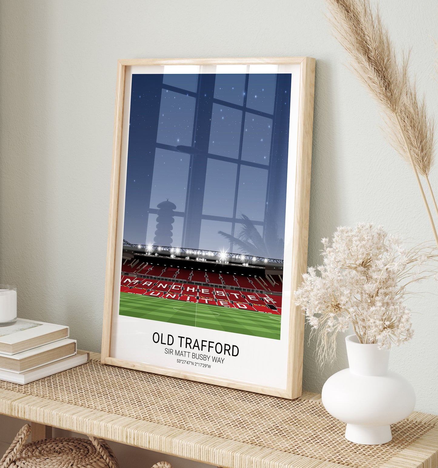 Manchester United Print. Manchester United Old Trafford Print Poster Artwork Gift Framed.