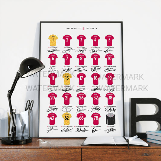Liverpool Squad 2023/2024 Print Poster.