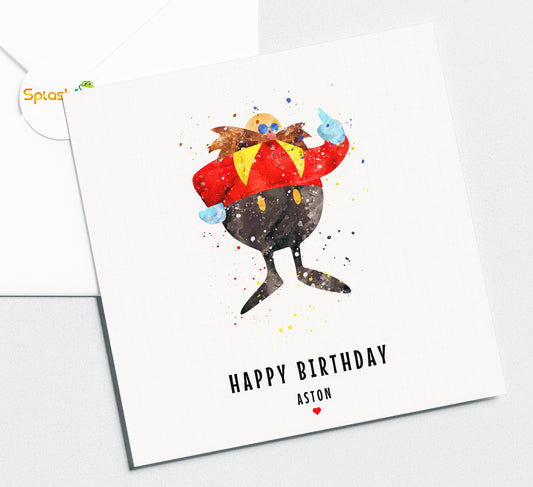 Dr Eggman Sonic Birthday Card - Full personalised