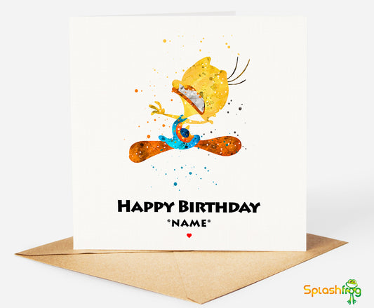 Space Jam Tweety Pie Birthday Card. Fully Personalised Card.