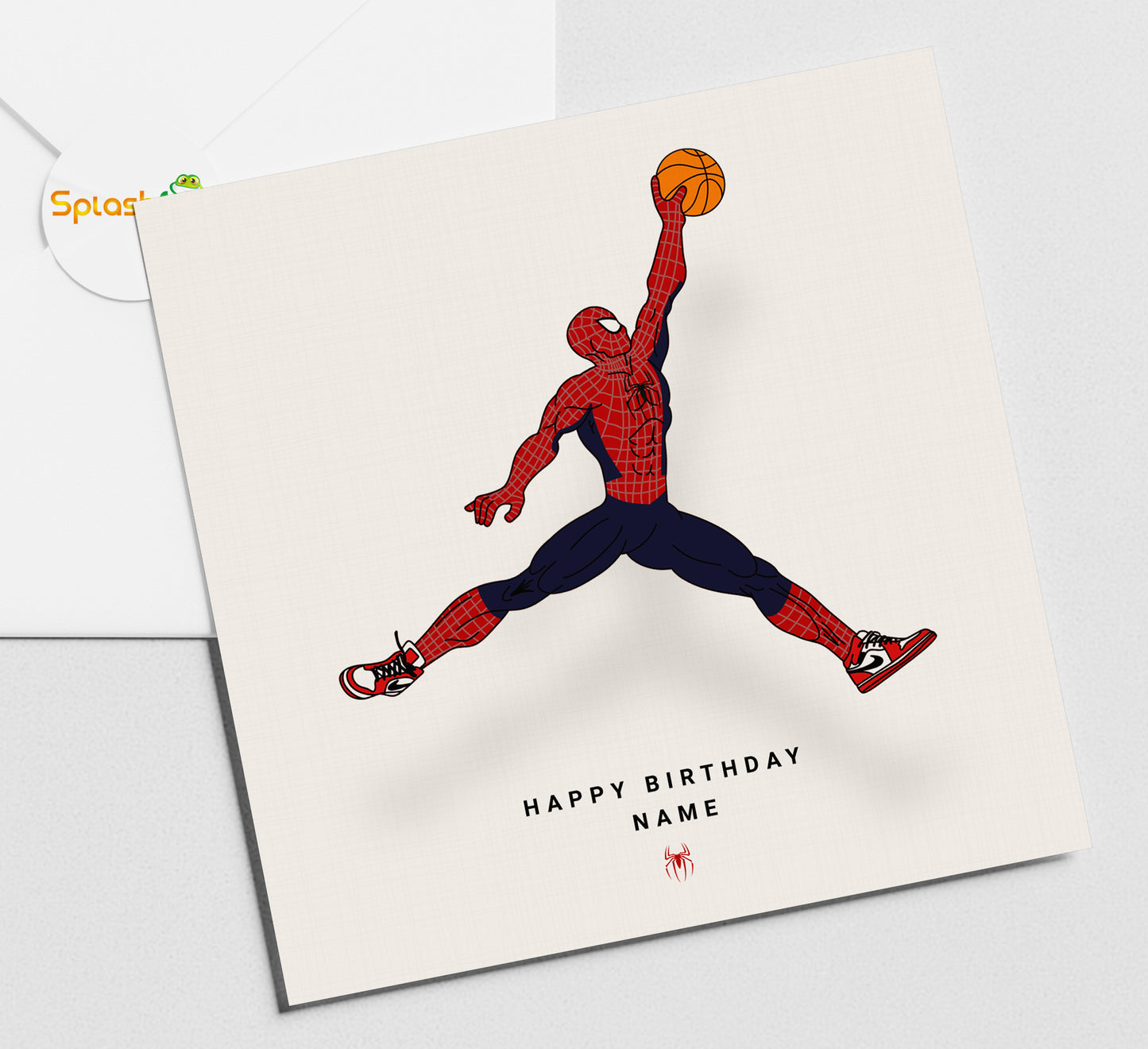 Spiderman Birthday Card. Air Jordan Nike Print
