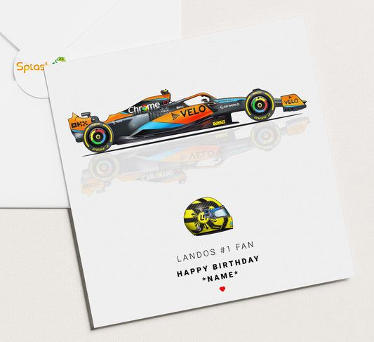 Lando Norris Birthday Card. 2023 McLaren Car Card