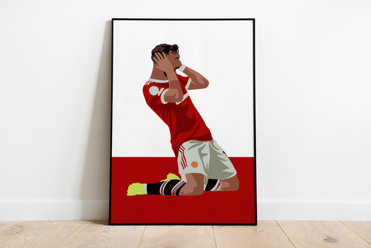 Bruno Fernandes 2021 Manchester United Minimal Art Print Poster
