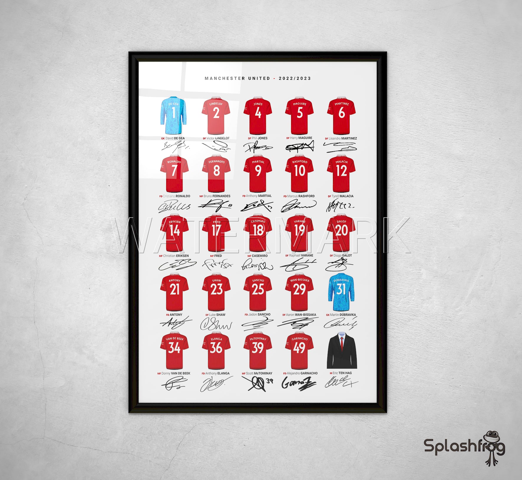 Manchester United Kits Squad Print Photo 2022/2023 by Splashfrog