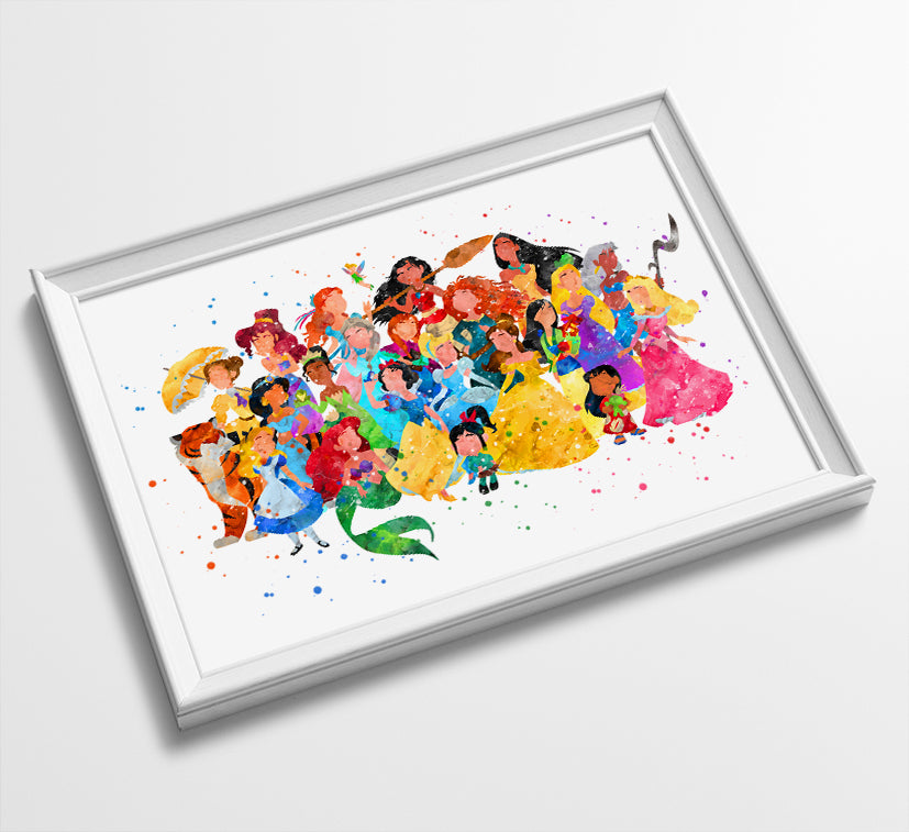 Disney Princesses 2 - Watercolor Art  Print