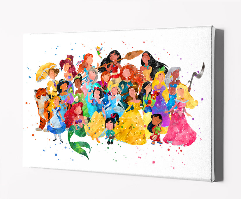 Disney Princesses 2 - Watercolor Art  Print