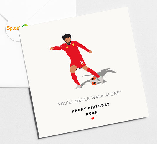 Mo Salah Liverpool Birthday Card. Fully Personalised Card.