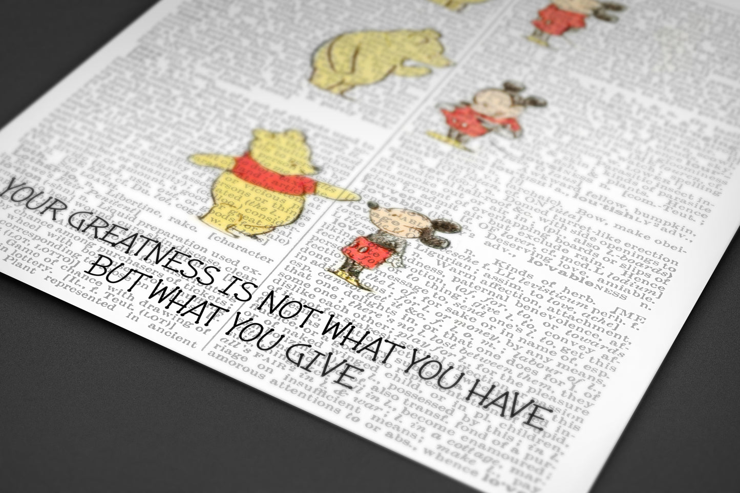 Mickey Mouse & Winnie the Pooh - Dictionary Art Print