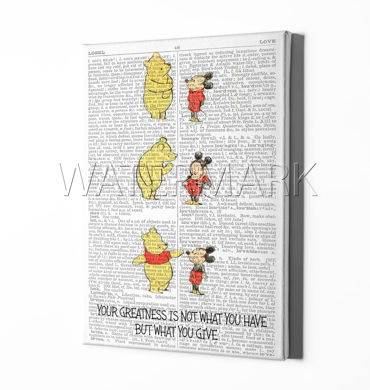 Mickey Mouse & Winnie the Pooh - Dictionary Art Print