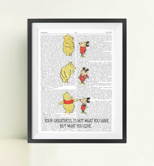Mickey Mouse & Winnie the Pooh - Dictionary Art Print