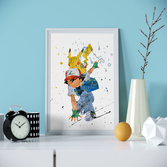 Ash & Pikachu - Pokemon Art Print