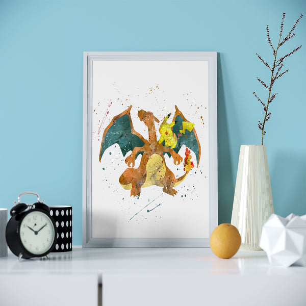 Charizard & Pikachu - Pokemon Art Print