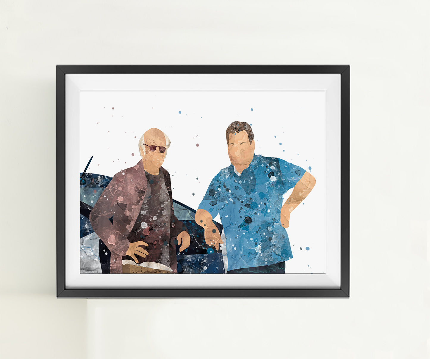 Larry + Jeff | Minimalist Watercolor Art Print Poster Gift Idea For Him Or Her | Tv Comedy