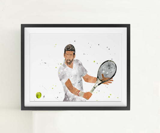 Tennis Novak | Minimalist Watercolor Art Print Poster Gift Idea For Him Or Her | Tennis