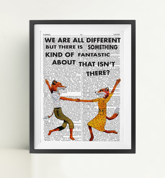 Fox Dictionary Art Print Poster Page Quote | Nursery Art | Vintage Poster | Gift for her | Gift for Mum