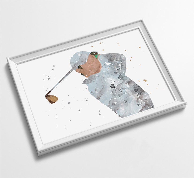 Rory  | Minimalist Watercolor Art Print Poster Gift Idea For Him Or Her | Golf