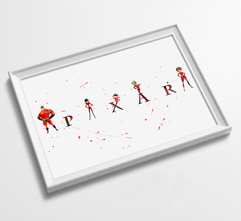 Minimalist Watercolor Art Print Poster Gift Idea For Him Or Her | Nursery Art | Gift for Baby | Incredibles