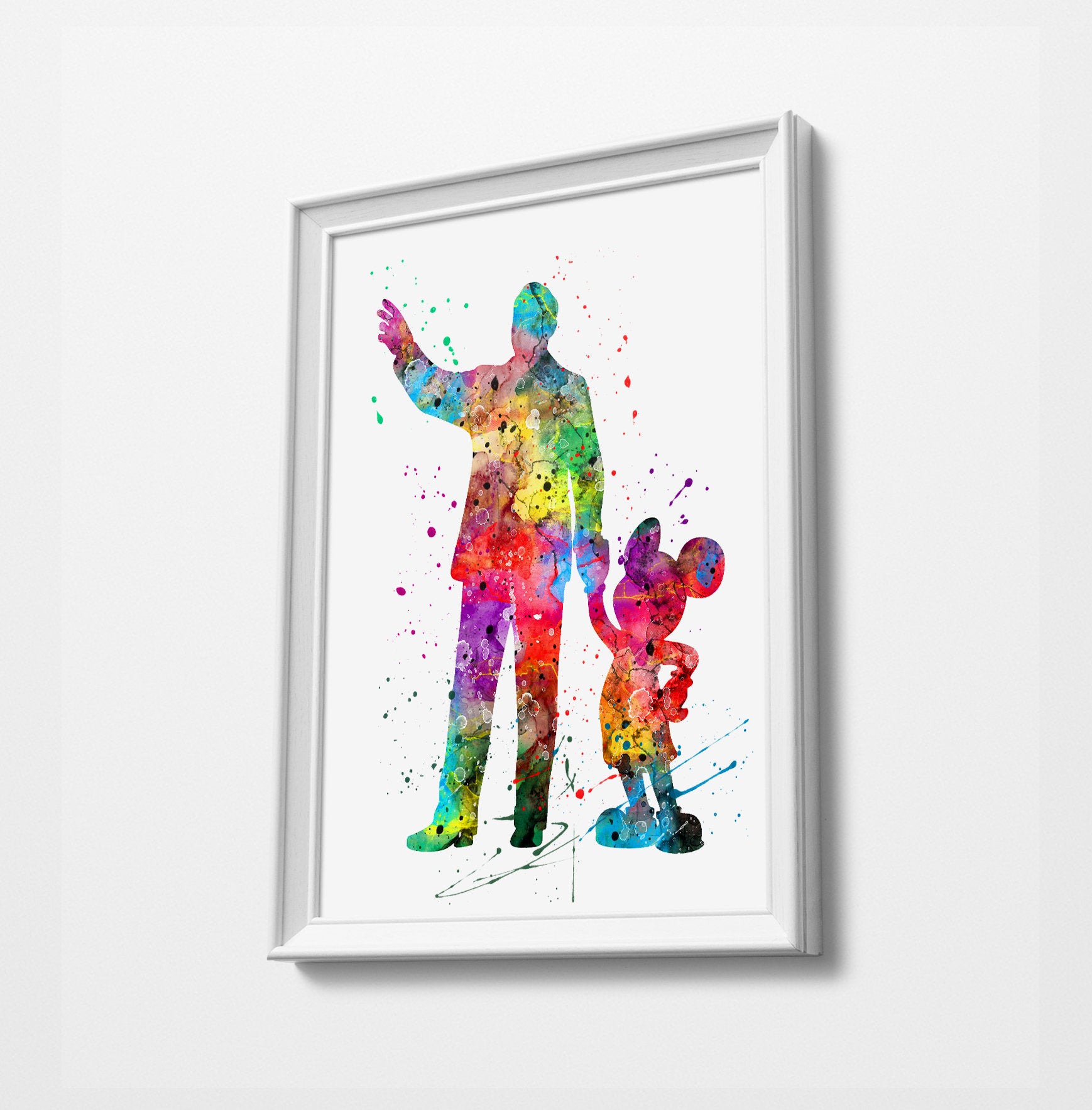 Mickey and Walt | Minimalist Watercolor Art Print Poster Gift Idea For Him Or Her |