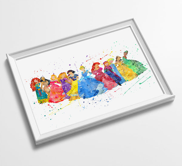 Disney Princess Prints | Minimalist Watercolor Art Print Poster Gift Idea For Him Or Her | Nursery Art |