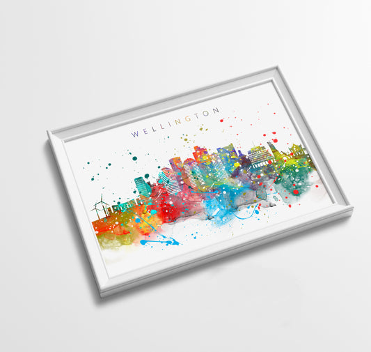 Wellington Skyline Art Print  | Minimalist Watercolor Art Print Poster Gift Idea For Him Or Her | Wall Art | City Skyline | City Prints