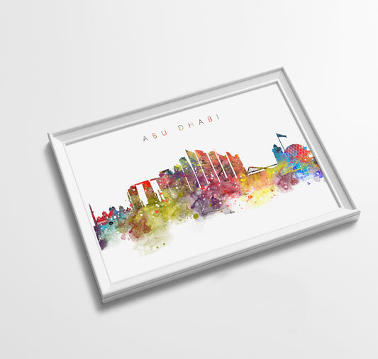 Abu Dhabi Skyline Art Print  | Minimalist Watercolor Art Print Poster Gift Idea For Him Or Her | Wall Art | City Skyline | City Prints