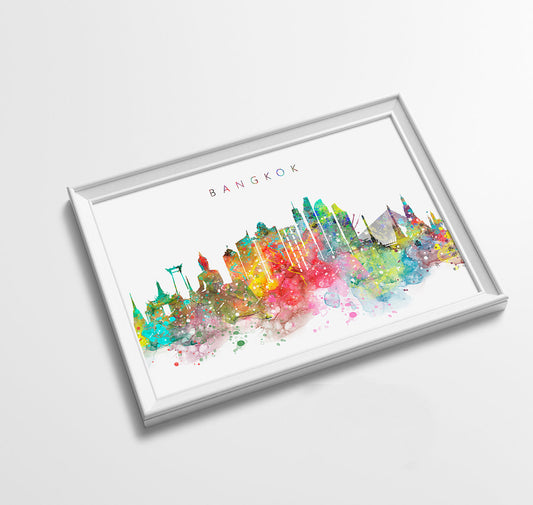 Bangkok Skyline Art Print  | Minimalist Watercolor Art Print Poster Gift Idea For Him Or Her | Wall Art | City Skyline | City Prints