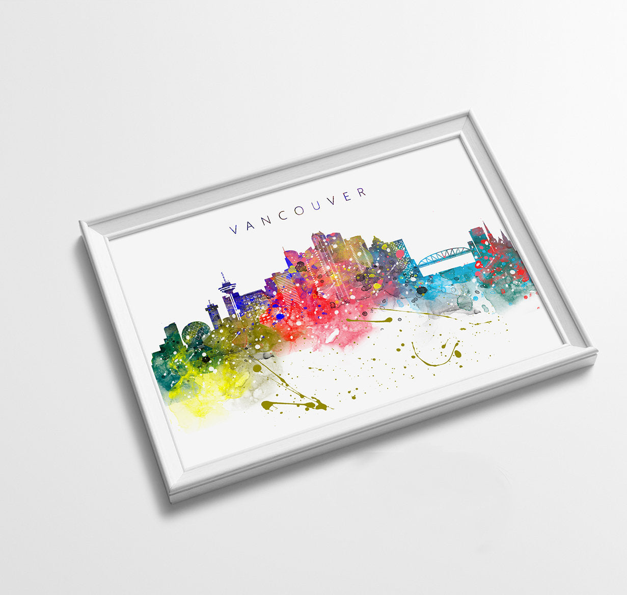 Vancouver Skyline Art Print  | Minimalist Watercolor Art Print Poster Gift Idea For Him Or Her | Wall Art | City Skyline | City Prints