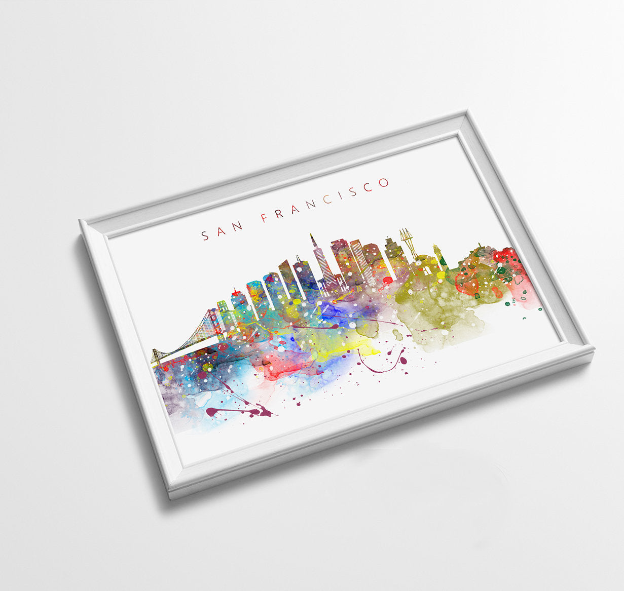 San Francisco Skyline Art Print  | Minimalist Watercolor Art Print Poster Gift Idea For Him Or Her | Wall Art | City Skyline | City Prints