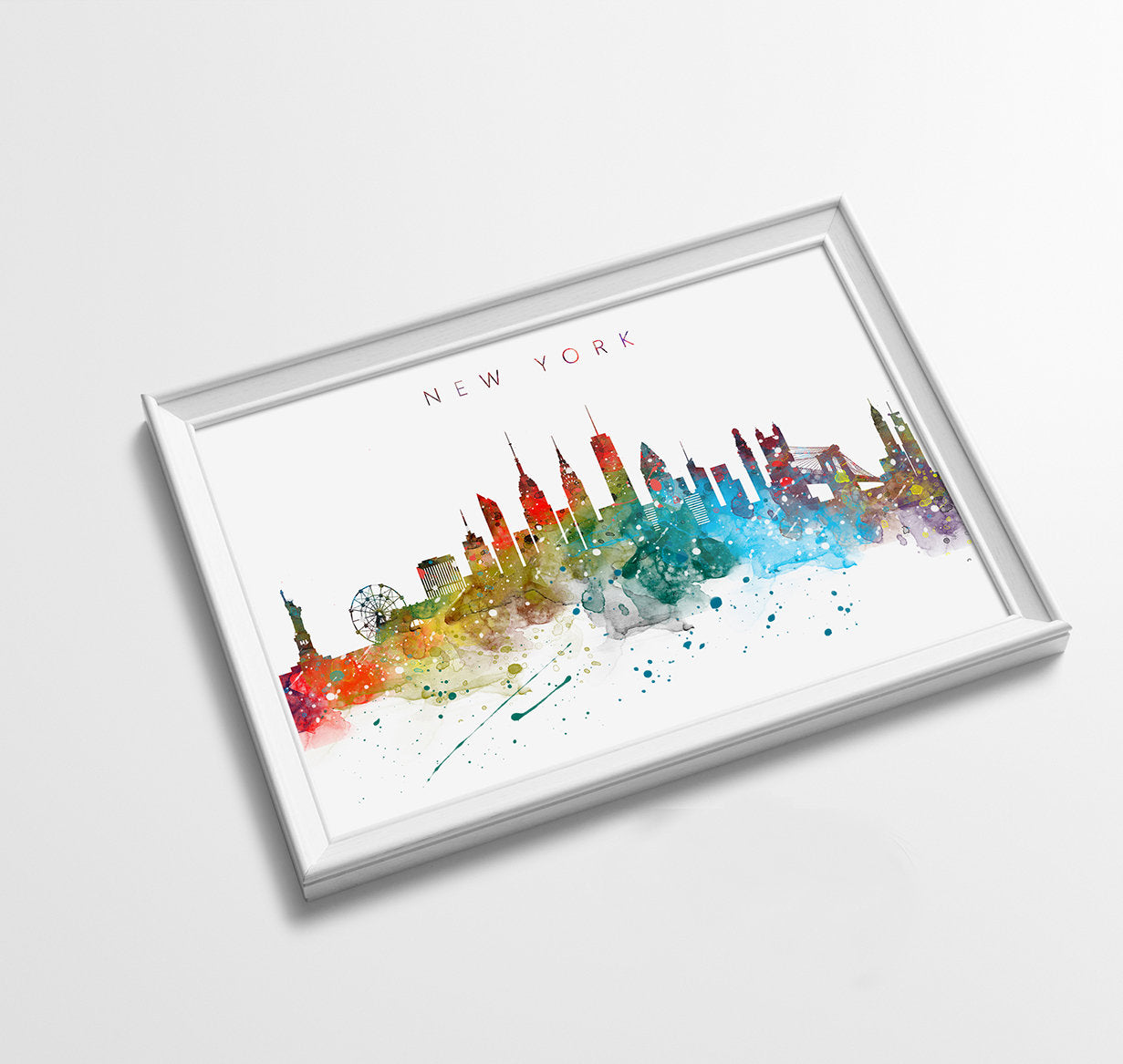 New York Skyline Art Print  | Minimalist Watercolor Art Print Poster Gift Idea For Him Or Her | Wall Art | City Skyline | City Prints