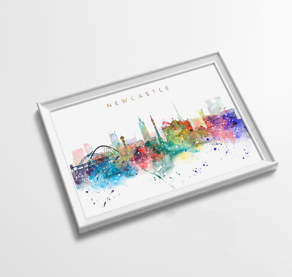 Newcastle Skyline Art Print  | Minimalist Watercolor Art Print Poster Gift Idea For Him Or Her | Wall Art | City Skyline | City Prints