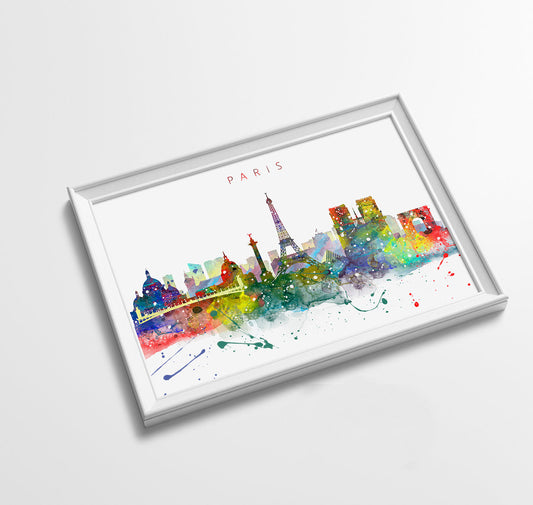 Paris Skyline Art Print  | Minimalist Watercolor Art Print Poster Gift Idea For Him Or Her | Wall Art | City Skyline | City Prints