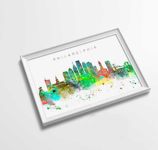 Philadelphia Skyline Art Print  | Minimalist Watercolor Art Print Poster Gift Idea For Him Or Her | Wall Art | City Skyline | City Prints