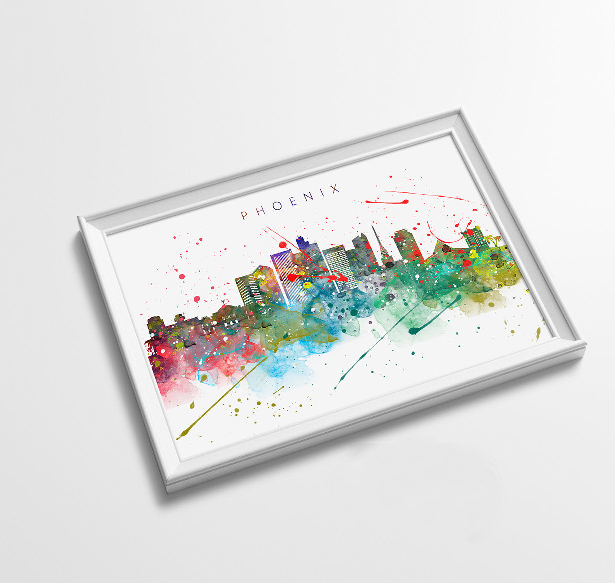 Phoenix Skyline Art Print  | Minimalist Watercolor Art Print Poster Gift Idea For Him Or Her | Wall Art | City Skyline | City Prints