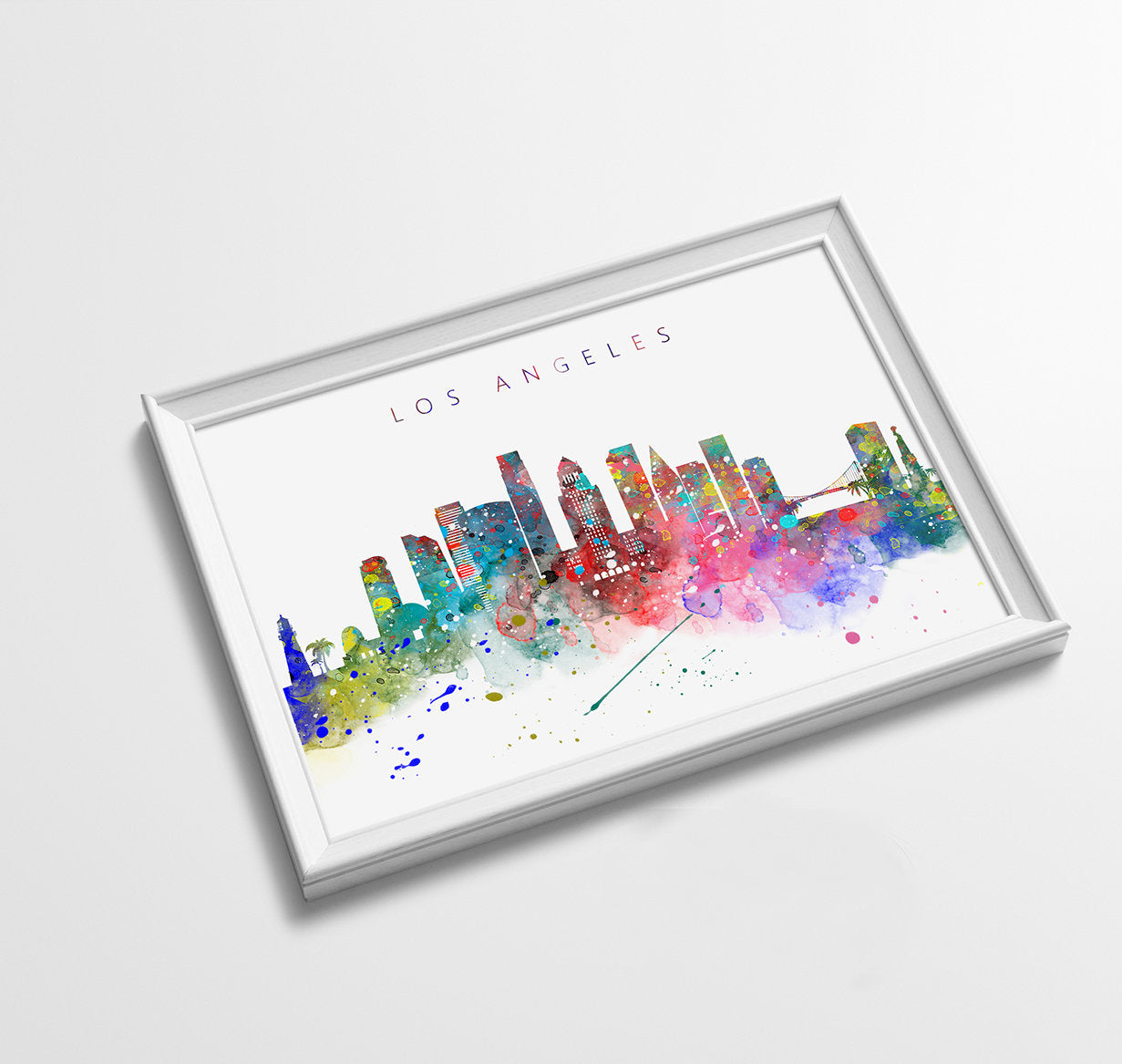 Los Angeles Skyline Art Print  | Minimalist Watercolor Art Print Poster Gift Idea For Him Or Her | Wall Art | City Skyline | City Prints