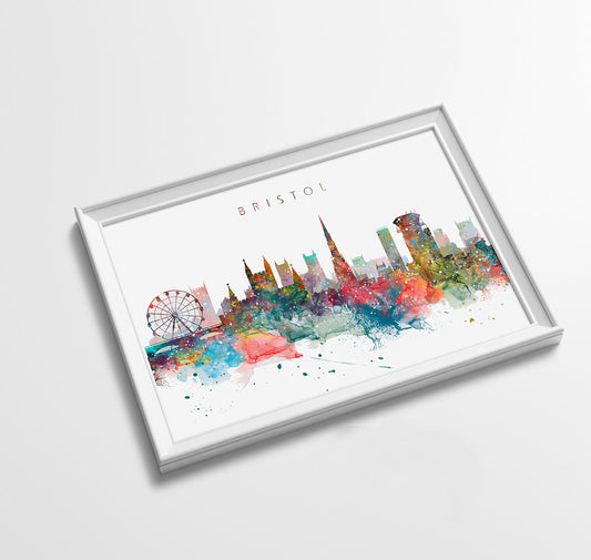 Bristol Skyline Art Print  | Minimalist Watercolor Art Print Poster Gift Idea For Him Or Her | Wall Art | City Skyline | City Prints