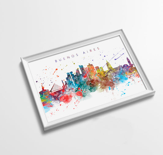Buenos Aires Skyline Art Print  | Minimalist Watercolor Art Print Poster Gift Idea For Him Or Her | Wall Art | City Skyline | City Prints