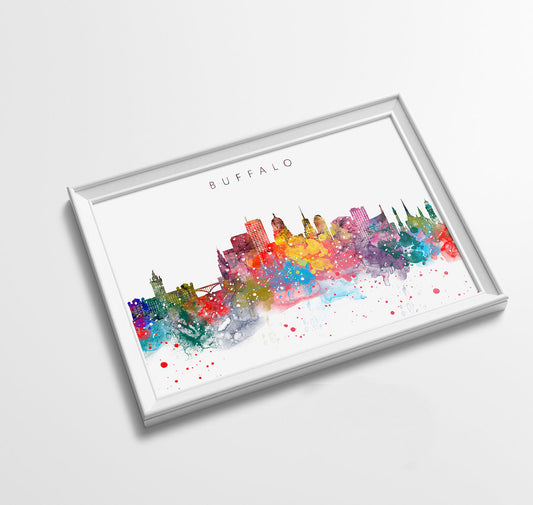 Buffalo Skyline Art Print  | Minimalist Watercolor Art Print Poster Gift Idea For Him Or Her | Wall Art | City Skyline | City Prints