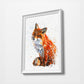 Fox Animal Minimalist Watercolor Art Print Poster Gift Idea For Him Or Her Music Poster