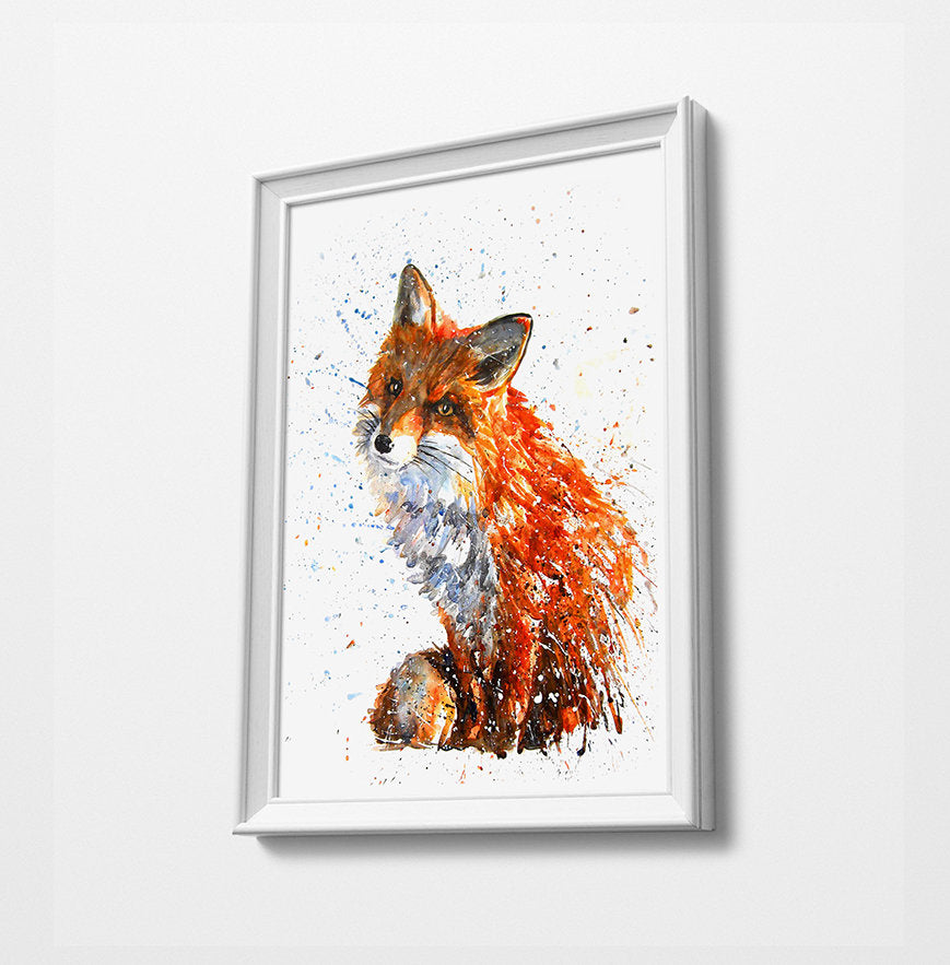 Fox Animal Minimalist Watercolor Art Print Poster Gift Idea For Him Or Her Music Poster