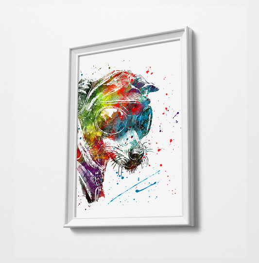 Dog Animal Minimalist Watercolor Art Print Poster Gift Idea For Him Or Her Music Poster