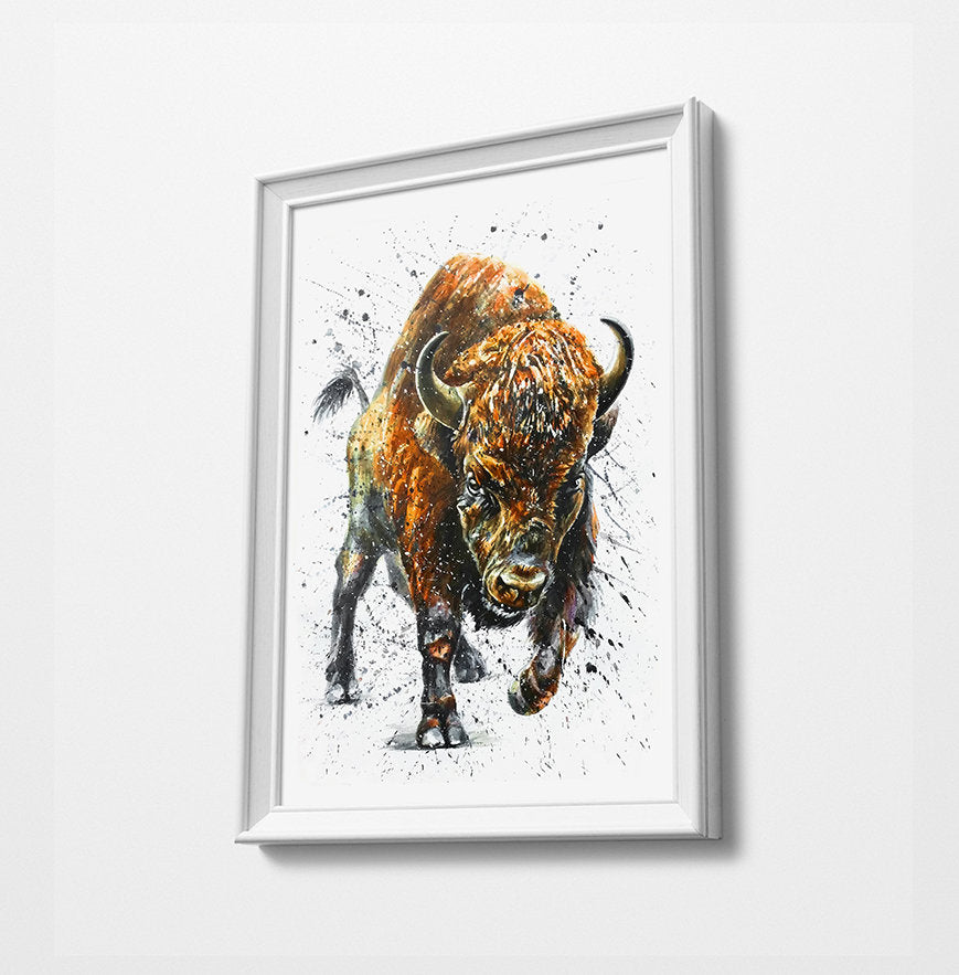 Bull Animal Minimalist Watercolor Art Print Poster Gift Idea For Him Or Her Music Poster