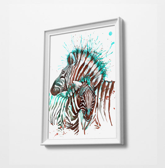 Zebra Animal Minimalist Watercolor Art Print Poster Gift Idea For Him Or Her Music Poster
