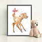 Bambi Print | Minimalist Watercolor Art Print Poster Gift Idea For Him Or Her | Nursery Art |