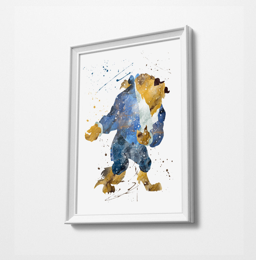Beast | Minimalist Watercolor Art Print Poster Gift Idea For Him Or Her | Nursery Art | Beauty and the Beast Print art