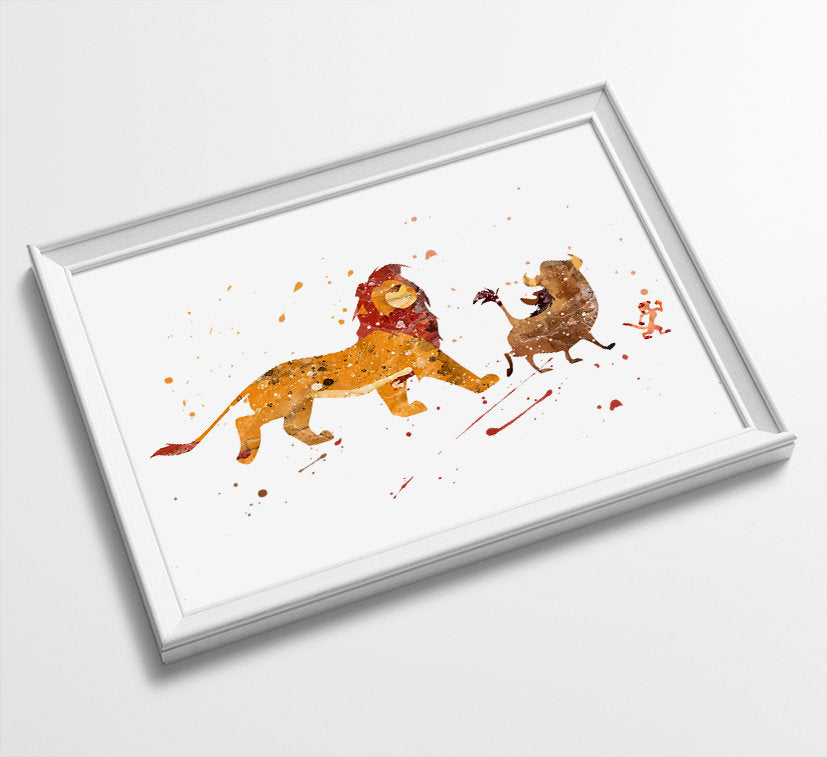 Lion King | Minimalist Watercolor Art Print Poster Gift Idea For Him Or Her | Nursery Art | Gift for Baby |