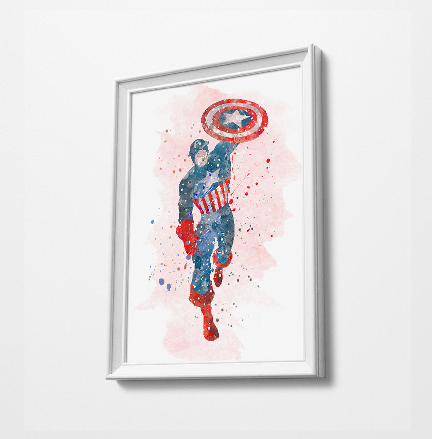 Superhero Minimalist Watercolor Art Print Poster Gift Idea For Him Or Her | Movie Artwork