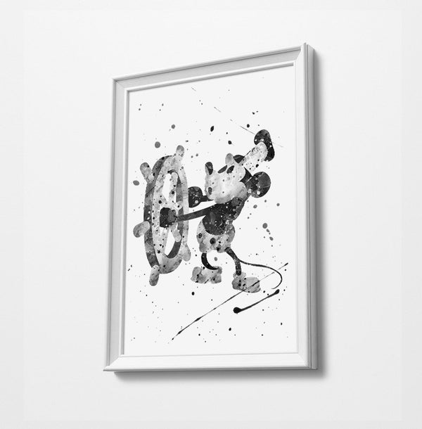 Classic Mickey | Minimalist Watercolor Art Print Poster Gift Idea For Him Or Her | Nursery Art | Gift for Baby |