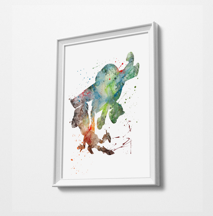 Toy Story | Minimalist Watercolor Art Print Poster Gift Idea For Him Or Her | Woody Buzz Andy Jessie