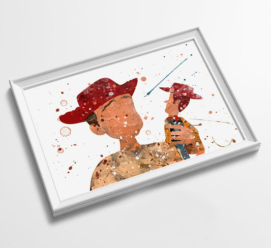 Andy & Woody Minimalist Watercolor Art Print Poster Gift Idea For Him Or Her | Nursery art